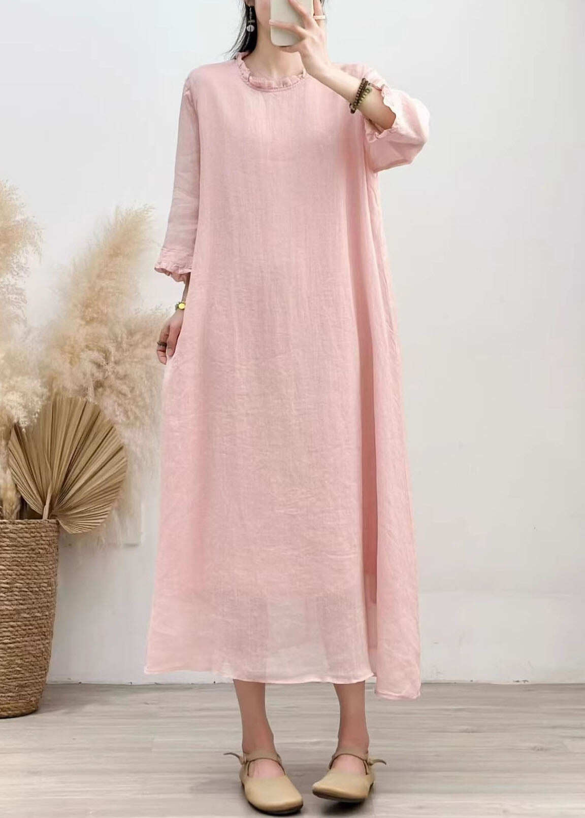 Beautiful White Ruffled Patchwork Linen Dresses Summer
