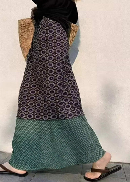 Bohemian Colorblock High Waist Patchwork A Line Skirts