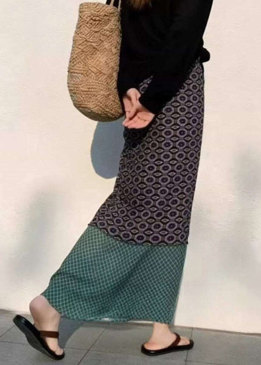 Bohemian Colorblock High Waist Patchwork A Line Skirts