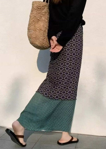 Bohemian Colorblock High Waist Patchwork A Line Skirts