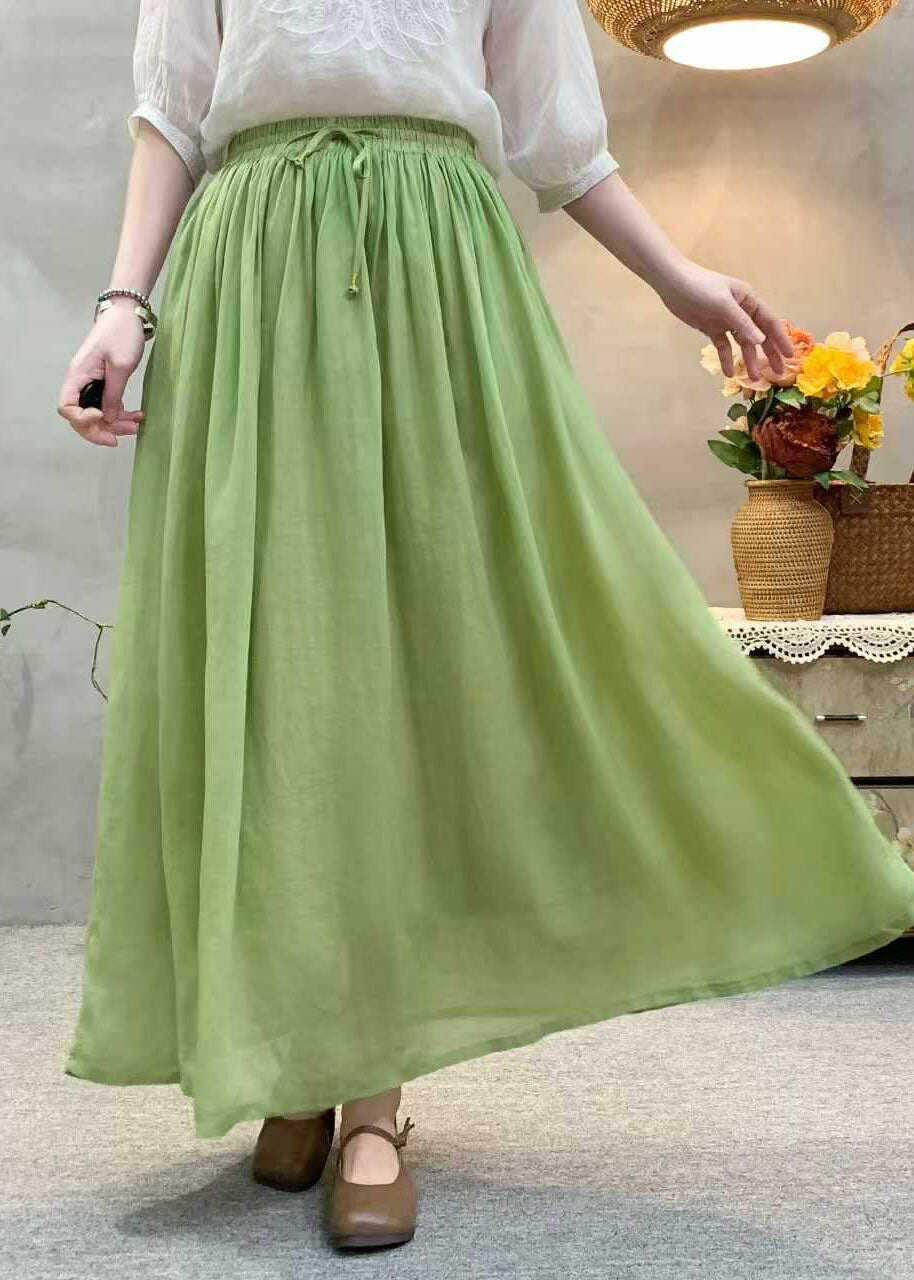 Beautiful White Elastic Waist Wrinkled Linen Skirts Summer