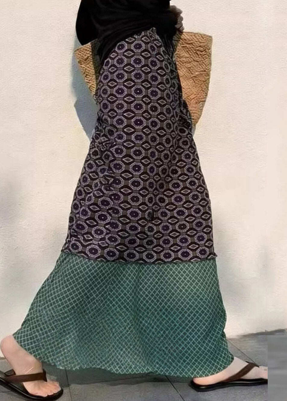 Bohemian Colorblock High Waist Patchwork A Line Skirts