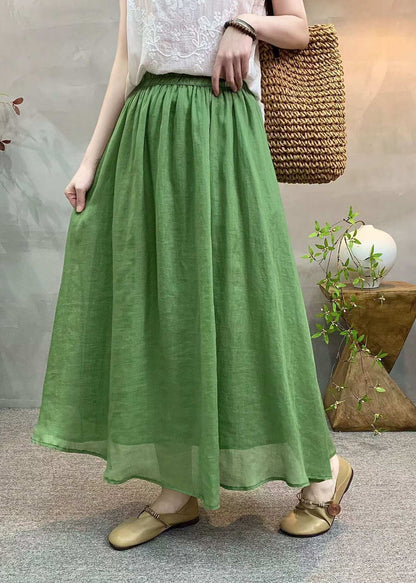 New Casual Navy Elastic Waist Linen Skirts Summer