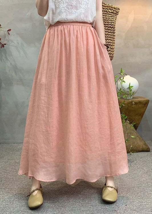 New Casual Navy Elastic Waist Linen Skirts Summer