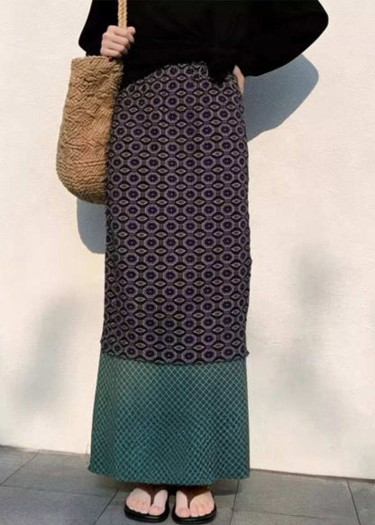 Bohemian Colorblock High Waist Patchwork A Line Skirts