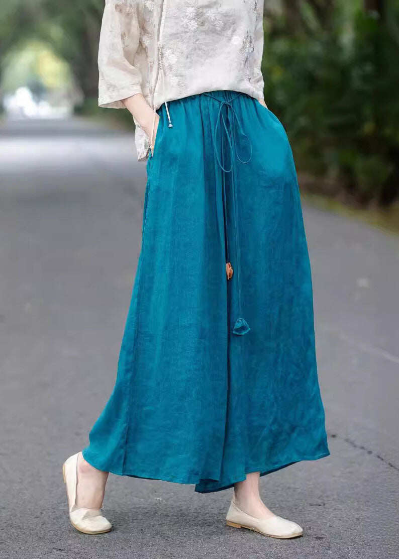 Beautiful Beige High Waist Elastic Waist Linen Pants Summer