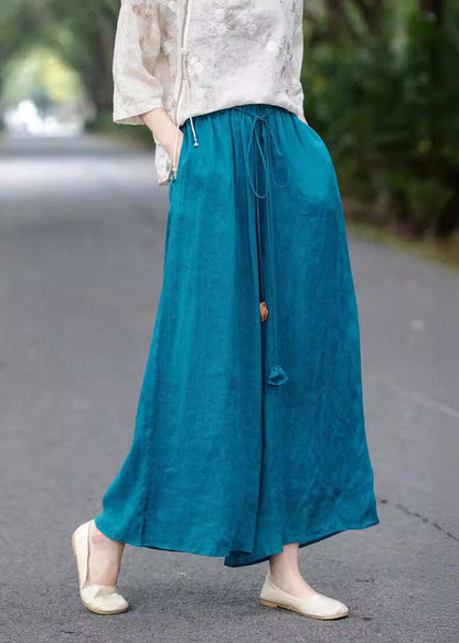 Beautiful Beige High Waist Elastic Waist Linen Pants Summer