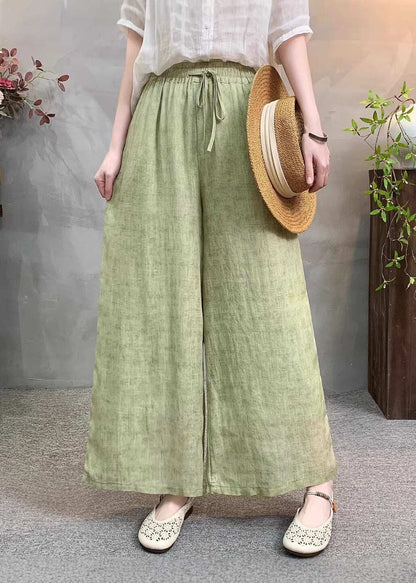 Casual Navy Pockets Tie Dye Elastic Waist Linen Pants Summer
