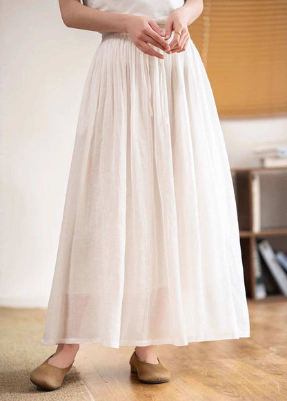 Boutique Green Pockets Elastic Waist Linen Skirts Summer