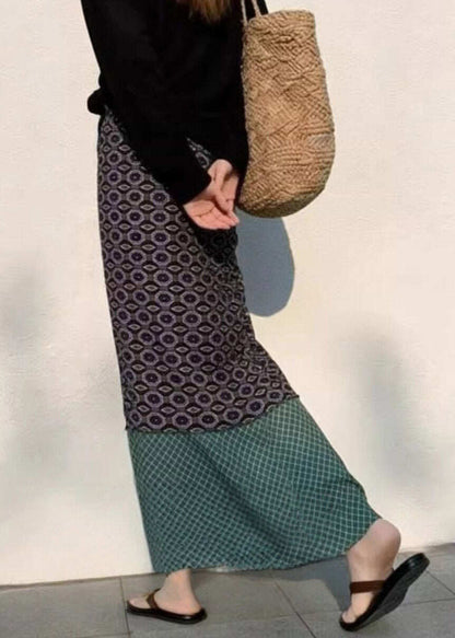 Bohemian Colorblock High Waist Patchwork A Line Skirts